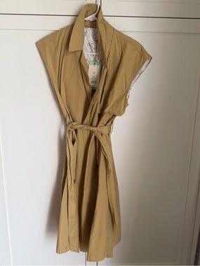 a new day Sleeveless Belted Khaki Midi Dress